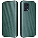 For Oppo Find X5 Pro Card Holder Carbon Fiber Texture Phone Case PU Leather Magnetic Closure Stand Protective Cover