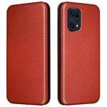 For Oppo Find X5 Pro Card Holder Carbon Fiber Texture Phone Case PU Leather Magnetic Closure Stand Protective Cover