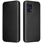 For Oppo Find X5 Pro Card Holder Carbon Fiber Texture Phone Case PU Leather Magnetic Closure Stand Protective Cover