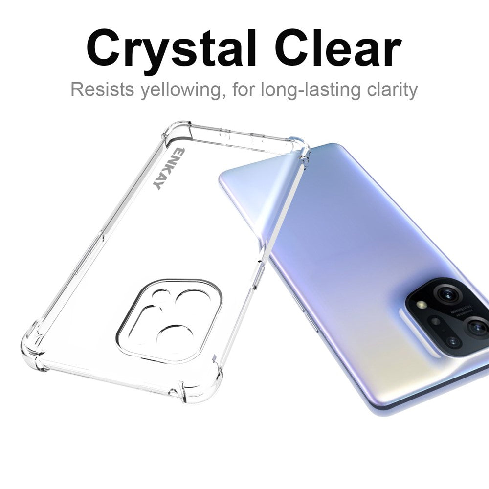 ENKAY HAT PRINCE for Oppo Find X5 Four Corner Bumper Clear TPU Phone Case Shock Absorption Non-Slip Stripe Back Cover