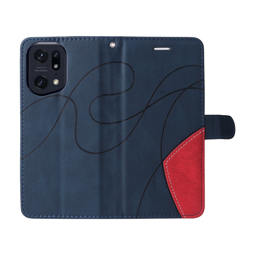 For Oppo Find X5 Pro KT Leather Series-1 Dual-color Splicing Case, PU Leather Wallet Foldable Stand Cover with Strap