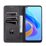 AZNS for Oppo A36 4G/A76 4G Magnetic Absorption Leather Phone Case Wallet Stand TPU Inner Shell Phone Cover