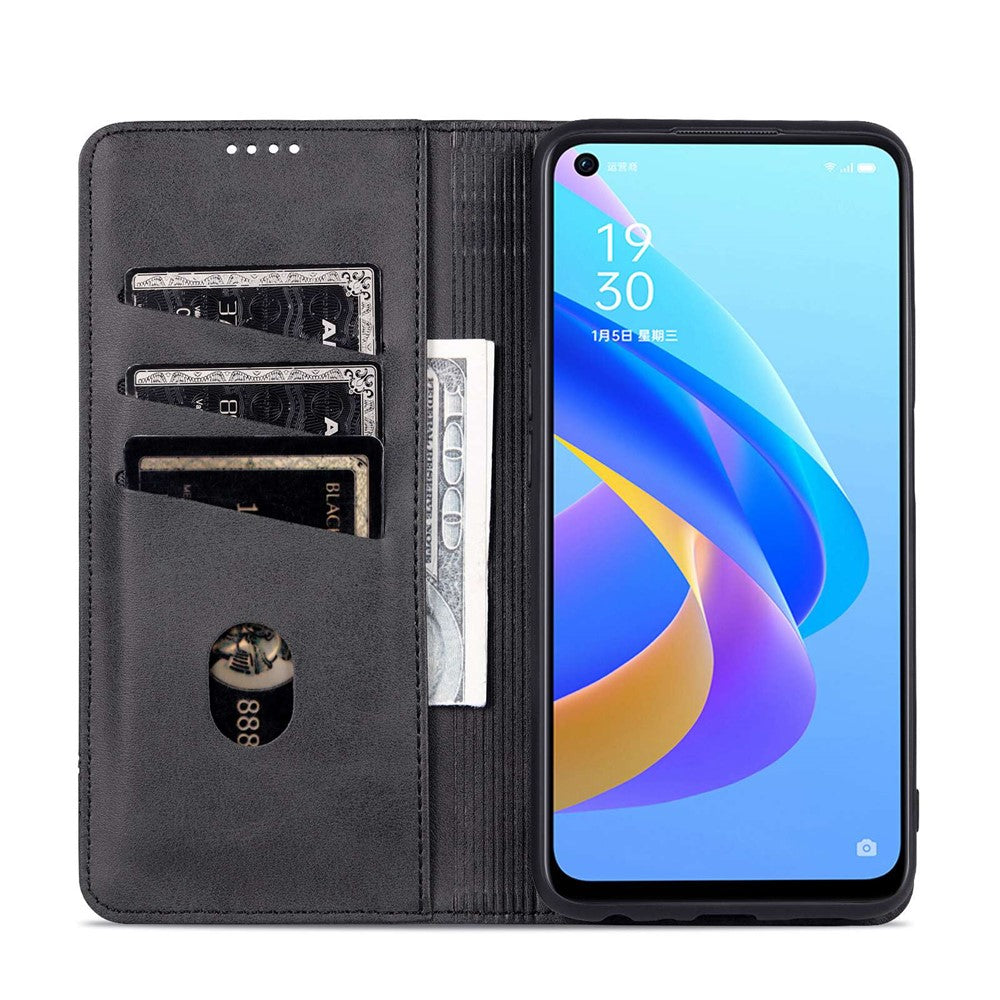 AZNS for Oppo A36 4G/A76 4G Magnetic Absorption Leather Phone Case Wallet Stand TPU Inner Shell Phone Cover