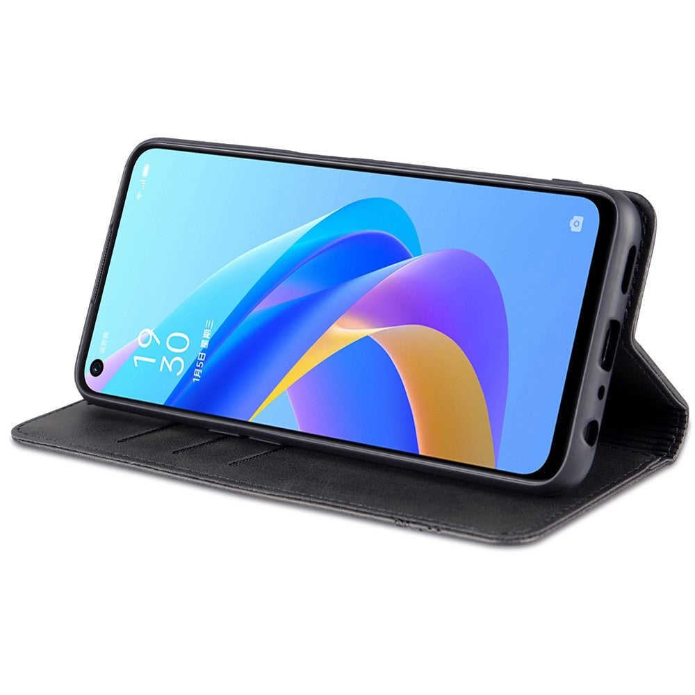 AZNS for Oppo A36 4G/A76 4G Magnetic Absorption Leather Phone Case Wallet Stand TPU Inner Shell Phone Cover