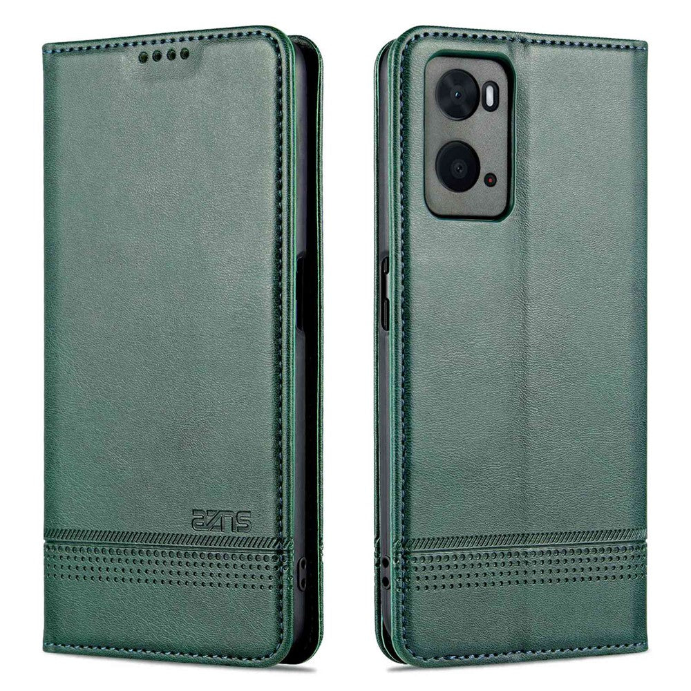 AZNS for Oppo A36 4G/A76 4G Magnetic Absorption Leather Phone Case Wallet Stand TPU Inner Shell Phone Cover