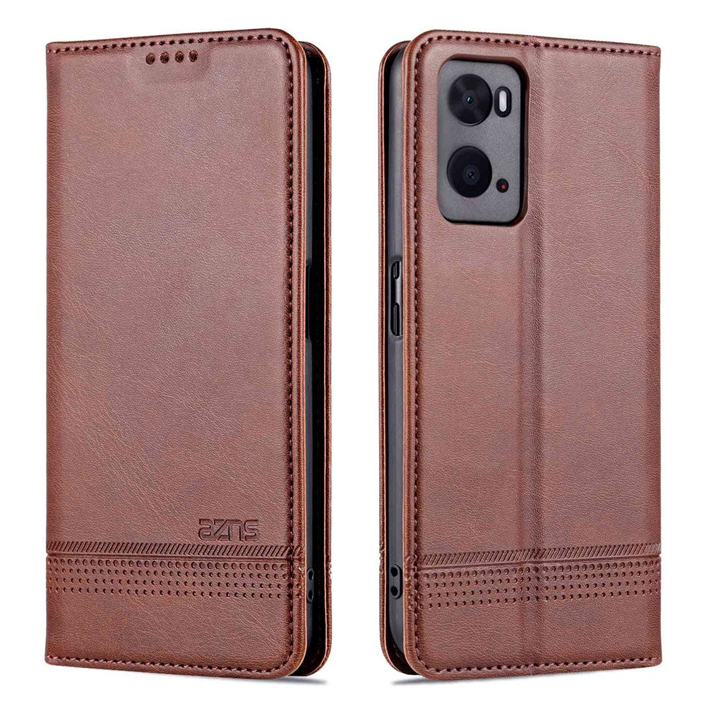AZNS for Oppo A36 4G/A76 4G Magnetic Absorption Leather Phone Case Wallet Stand TPU Inner Shell Phone Cover