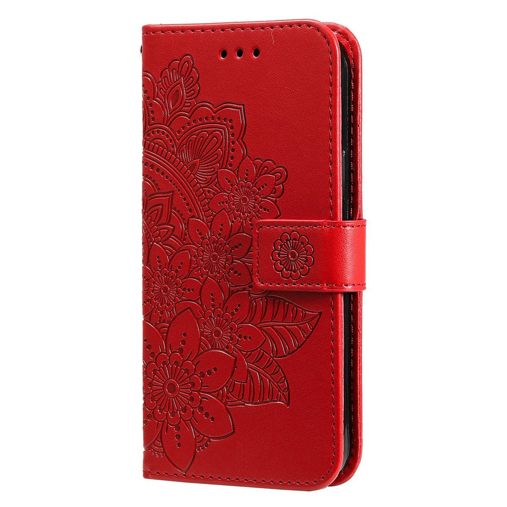 For Oppo Find X5 Lite/Reno7 5G (Global) All-fall Protection Strap Design Cover Flower Imprinting Wallet Leather Adjustable Stand Phone Case
