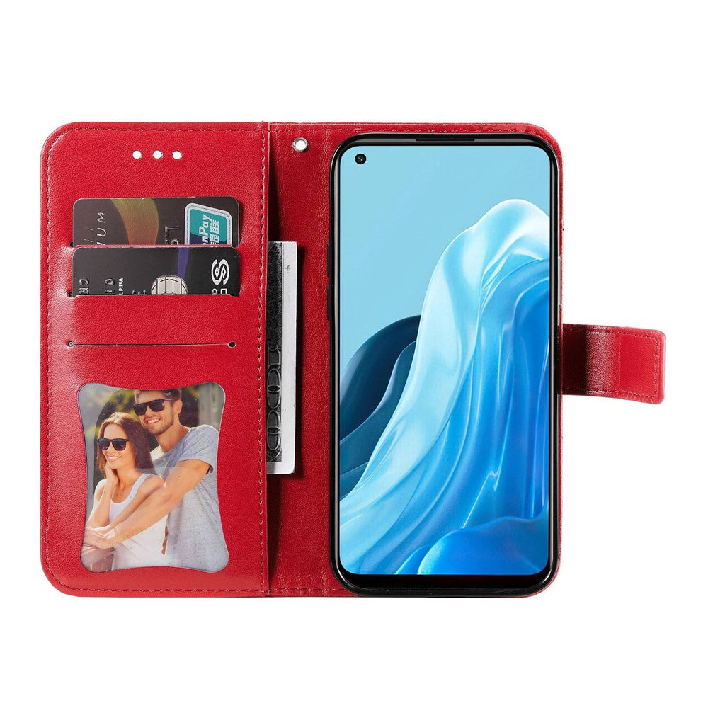 For Oppo Find X5 Lite/Reno7 5G (Global) All-fall Protection Strap Design Cover Flower Imprinting Wallet Leather Adjustable Stand Phone Case