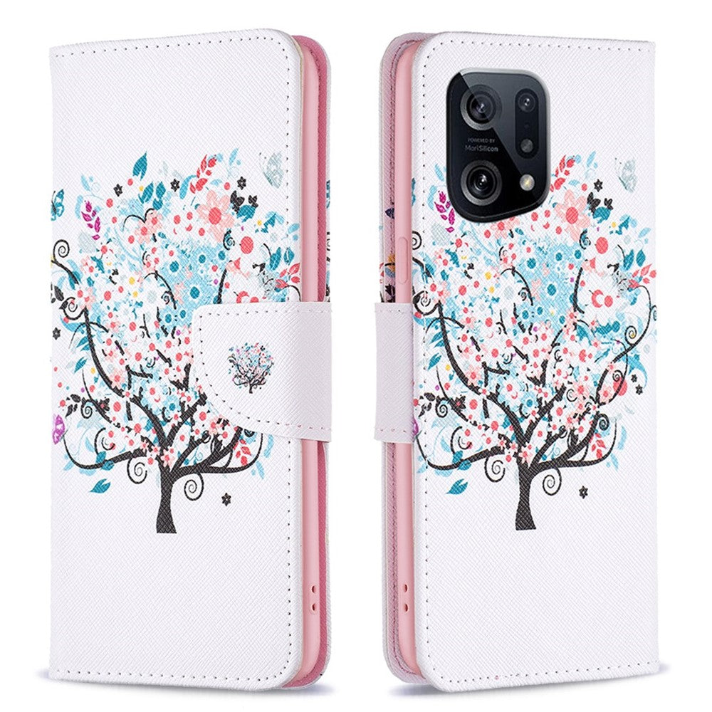 Oppo Find X5 mobilskal Mönstertryck PU Läder Plånboksfodral