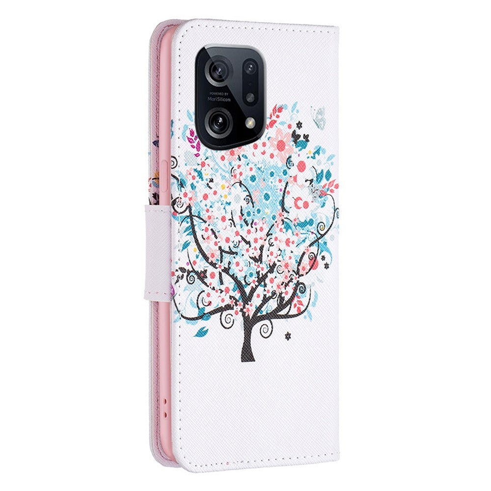 Oppo Find X5 mobilskal Mönstertryck PU Läder Plånboksfodral
