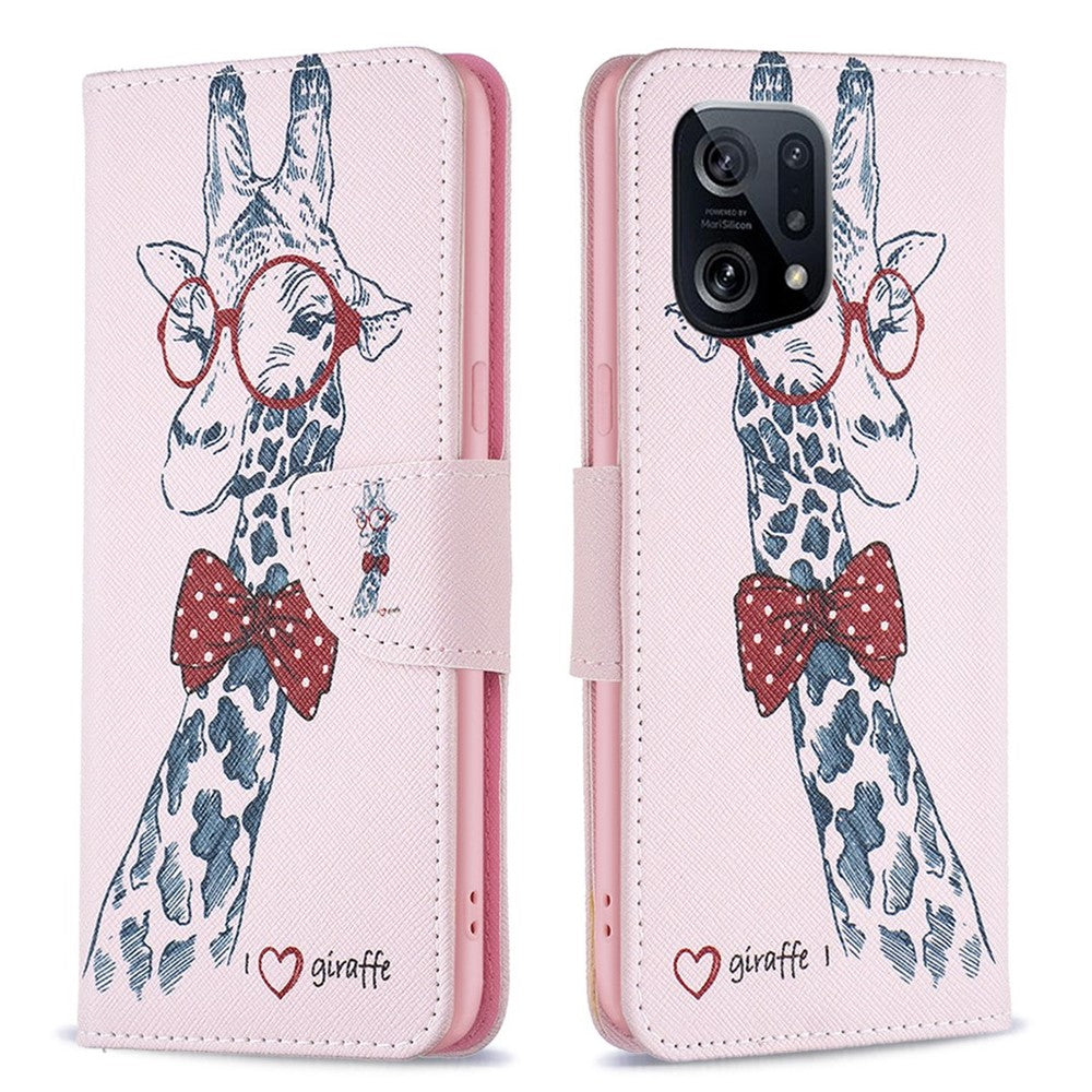 Oppo Find X5 mobilskal Mönstertryck PU Läder Plånboksfodral