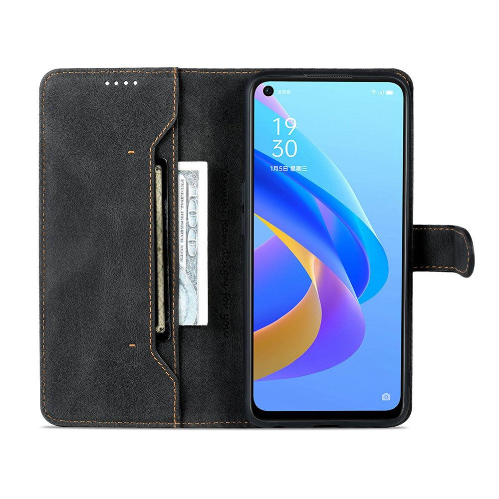 AZNS For Oppo A36/A76 PU Leather Wallet Style Folio Flip Phone Case Stand Dual-sided Magnetic Clasp Shell