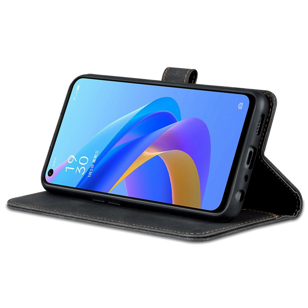 AZNS For Oppo A36/A76 PU Leather Wallet Style Folio Flip Phone Case Stand Dual-sided Magnetic Clasp Shell