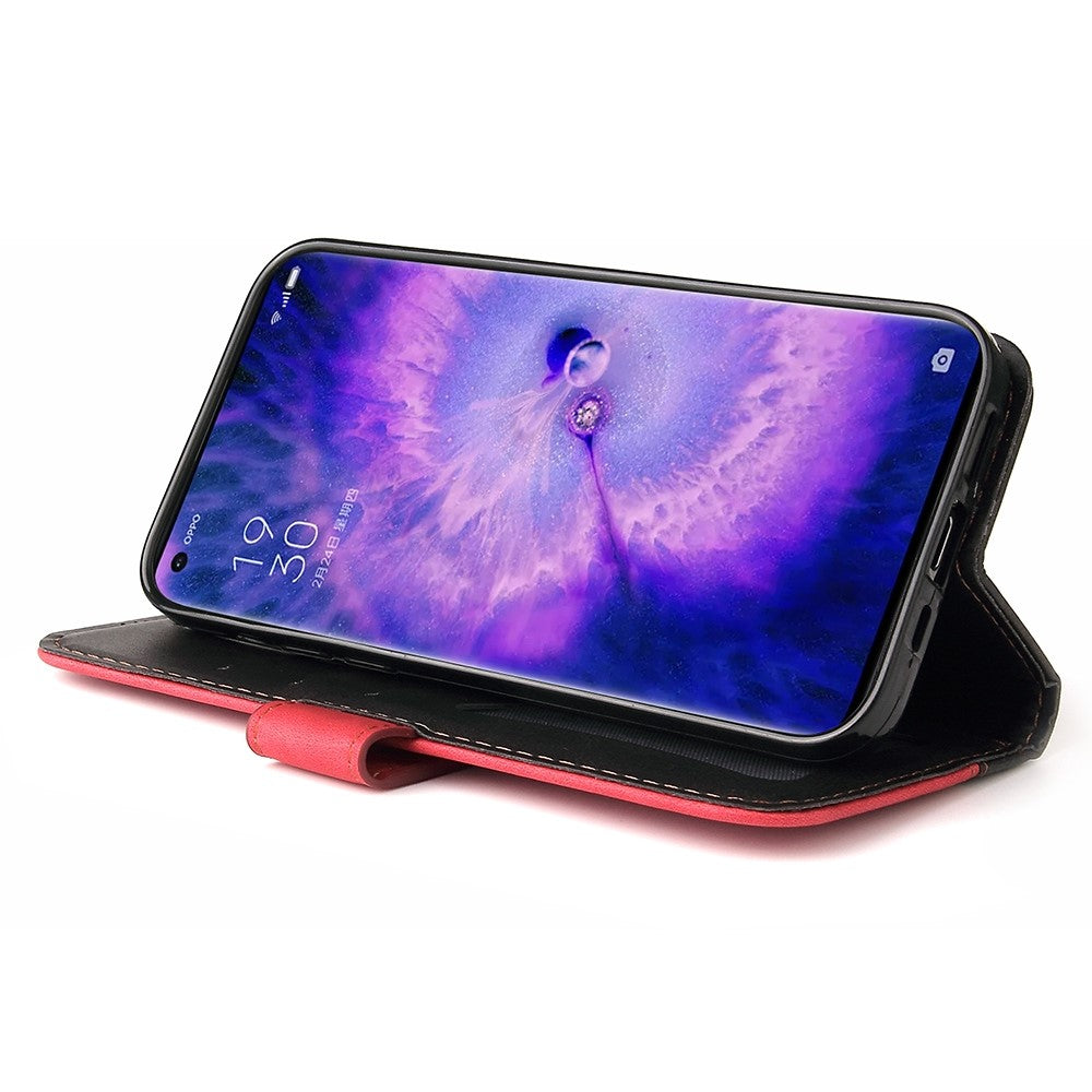 For Oppo Find X5 Protective Phone Cover, Dual-color Splicing Magnetic Clasp Stand Wallet PU Leather Case