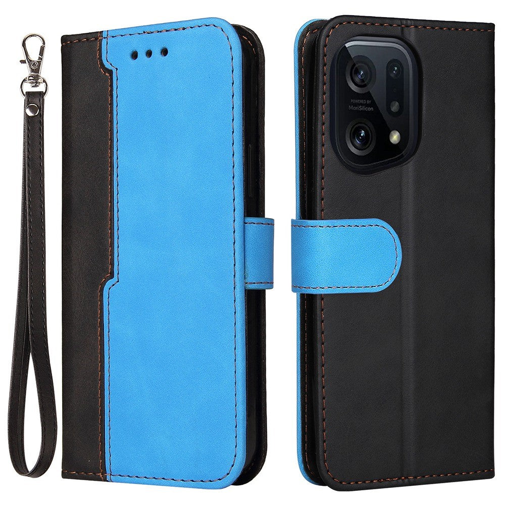 For Oppo Find X5 Protective Phone Cover, Dual-color Splicing Magnetic Clasp Stand Wallet PU Leather Case