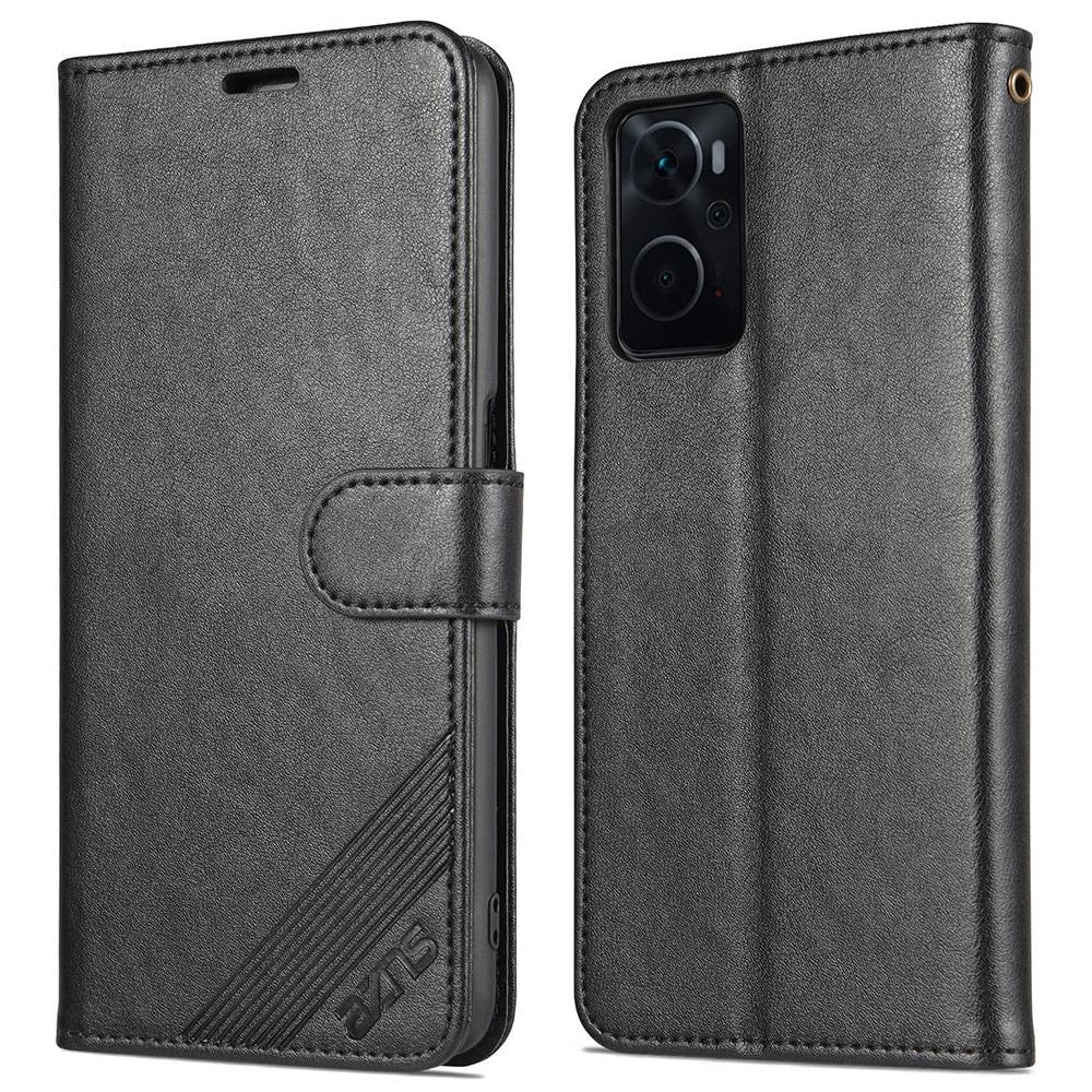 AZNS For Oppo K10 4G/Realme 9i Textured PU Leather + TPU Cover Magnetic Clasp Wallet Stand Case