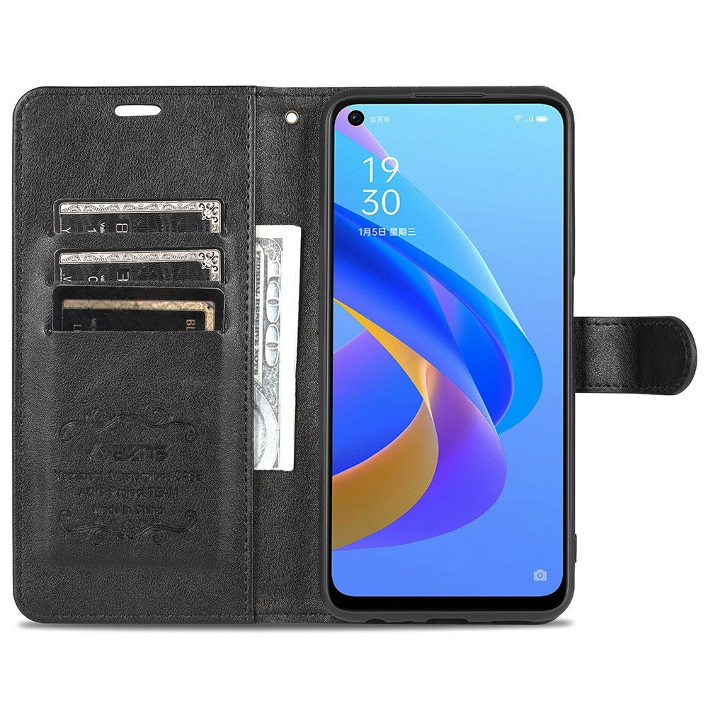 AZNS For Oppo K10 4G/Realme 9i Textured PU Leather + TPU Cover Magnetic Clasp Wallet Stand Case