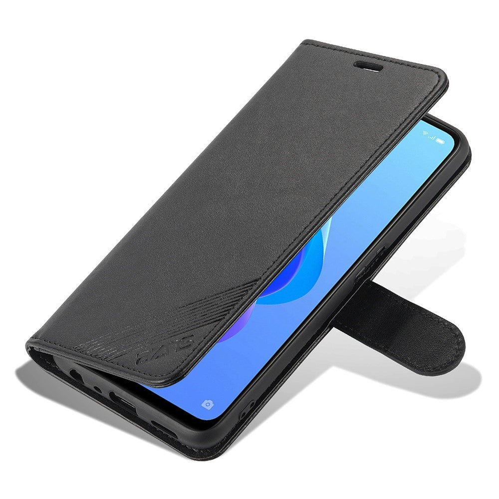 AZNS For Oppo K10 4G/Realme 9i Textured PU Leather + TPU Cover Magnetic Clasp Wallet Stand Case