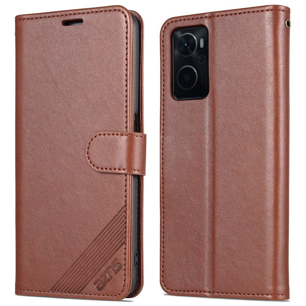 AZNS For Oppo K10 4G/Realme 9i Textured PU Leather + TPU Cover Magnetic Clasp Wallet Stand Case