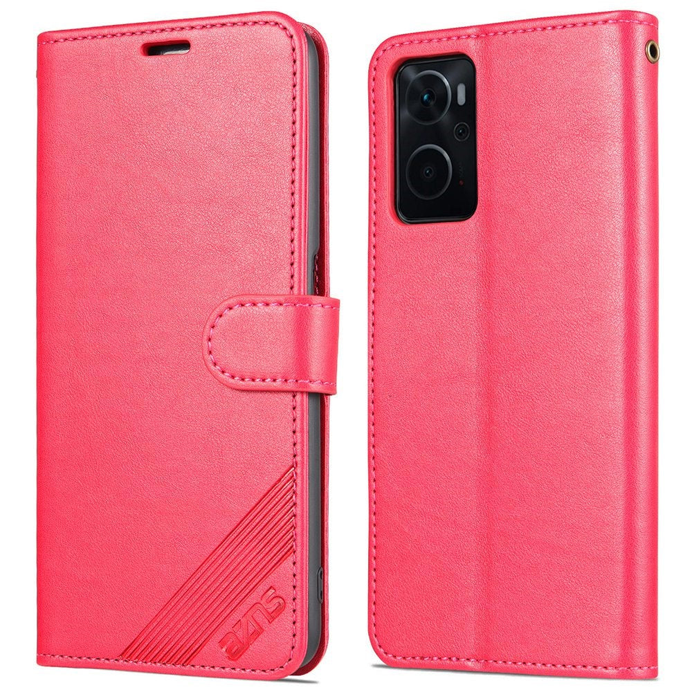 AZNS For Oppo K10 4G/Realme 9i Textured PU Leather + TPU Cover Magnetic Clasp Wallet Stand Case