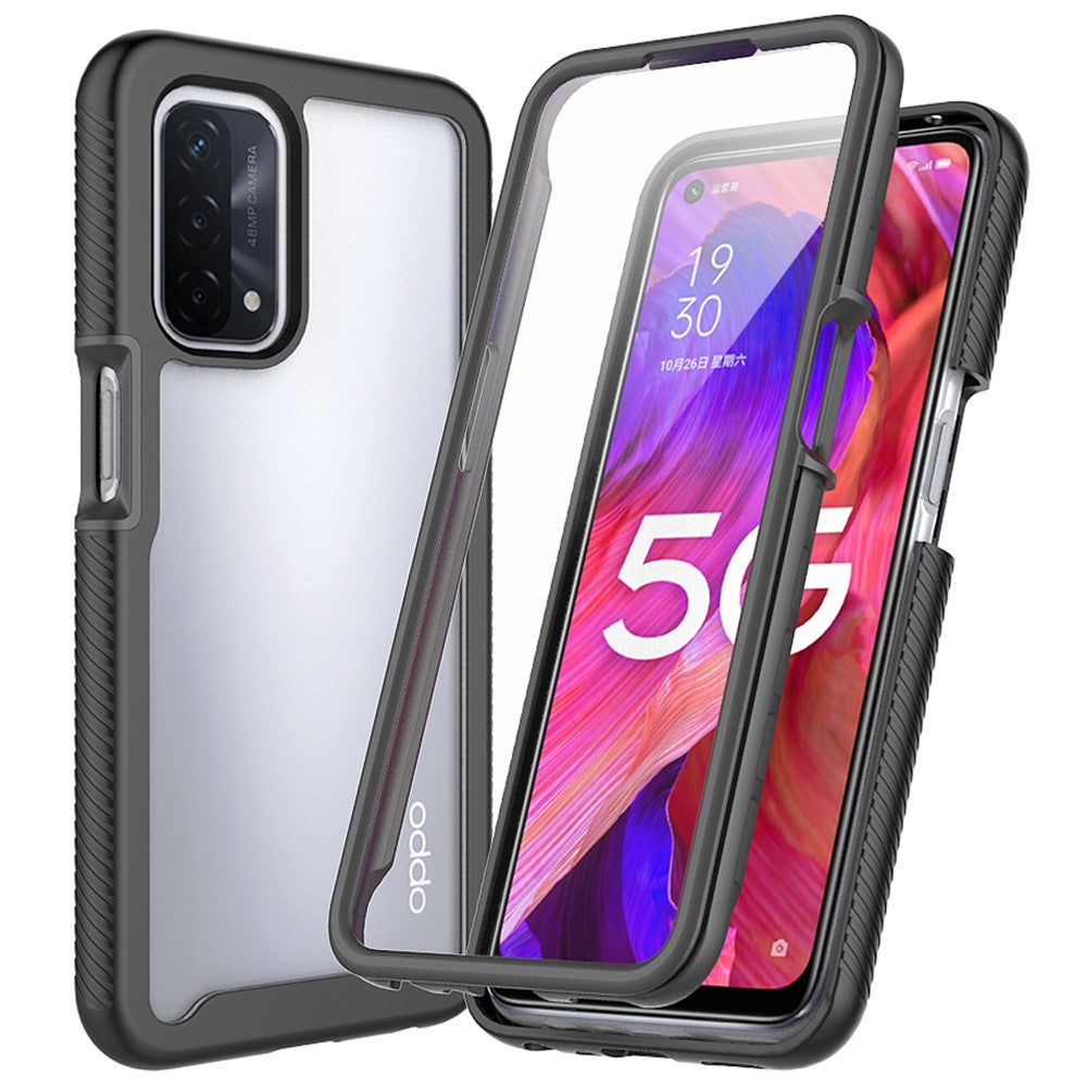 3-i-1 Hybridtelefoncover til Oppo A54 5G/A74 5G Fuld beskyttelse Anti-drop aftageligt telefoncover med PET skærmbeskytter