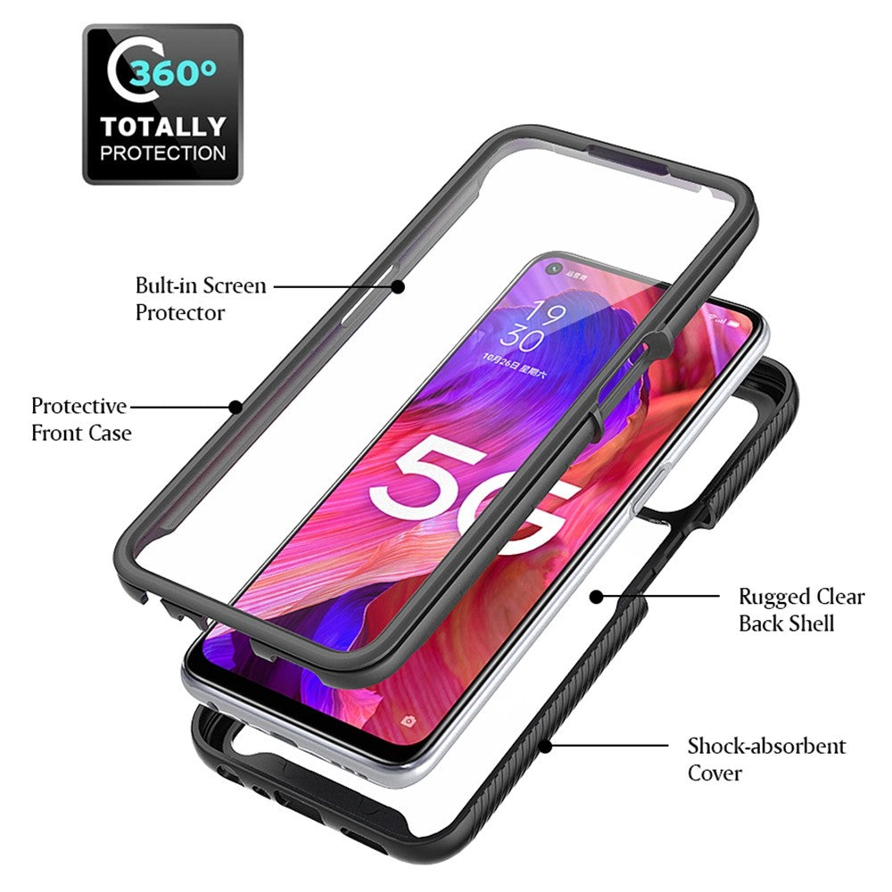 3-in-1 Hybrid Phone Case for Oppo A54 5G/A74 5G Full Protection Anti-drop Detachable Phone Case with PET Screen Protector