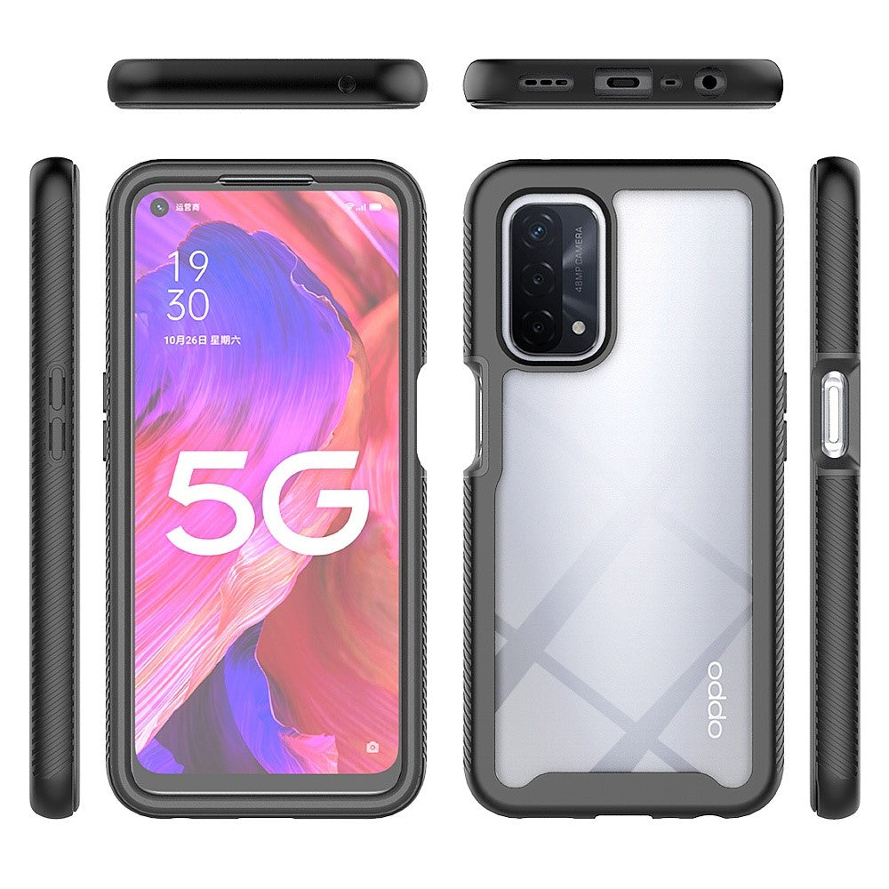 3-i-1 Hybridtelefoncover til Oppo A54 5G/A74 5G Fuld beskyttelse Anti-drop aftageligt telefoncover med PET skærmbeskytter