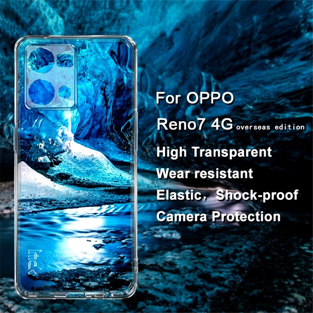 IMAK UX-5-serien för Oppo Reno7 4G / F21 Pro 4G / Reno8 4G genomskinligt skal reptåligt mjukt TPU stötsäkert mobilskydd