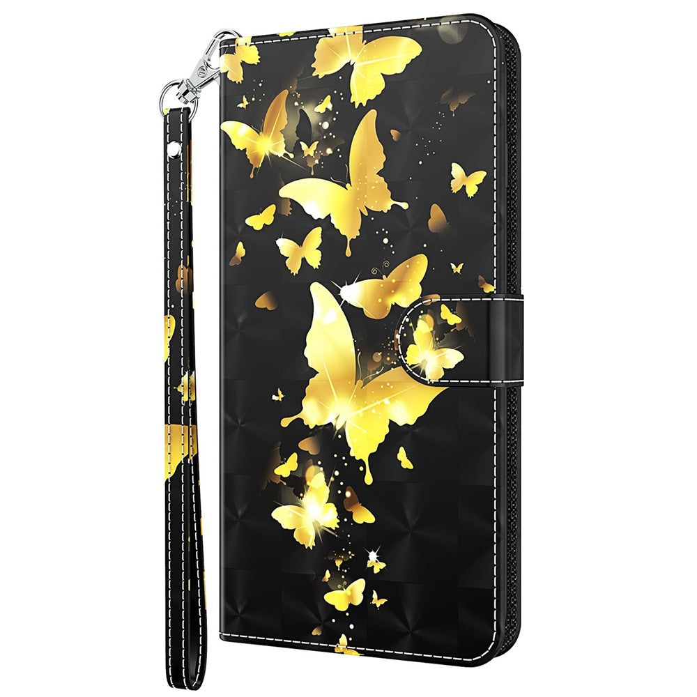 For Oppo A54 5G/A74 5G Wallet Phone Case 3D Pattern Printing PU Leather Wrist Strap Stand Feature Flip Cover