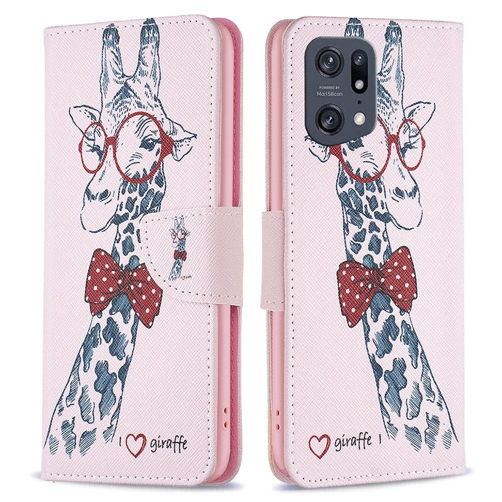 Oppo Find X5 Pro mobilskal Mönstertryck PU Läder Plånboksfodral