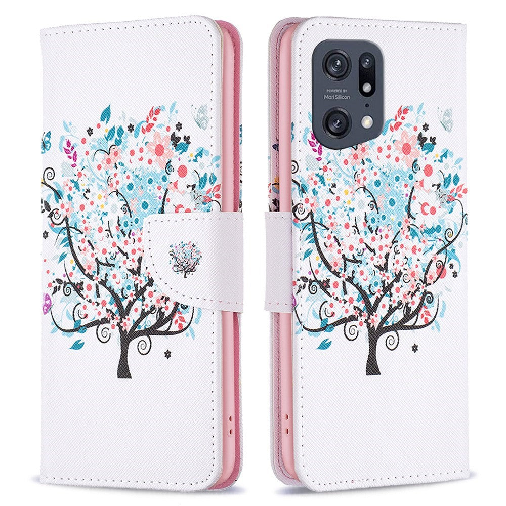 Oppo Find X5 Pro mobilskal Mönstertryck PU Läder Plånboksfodral