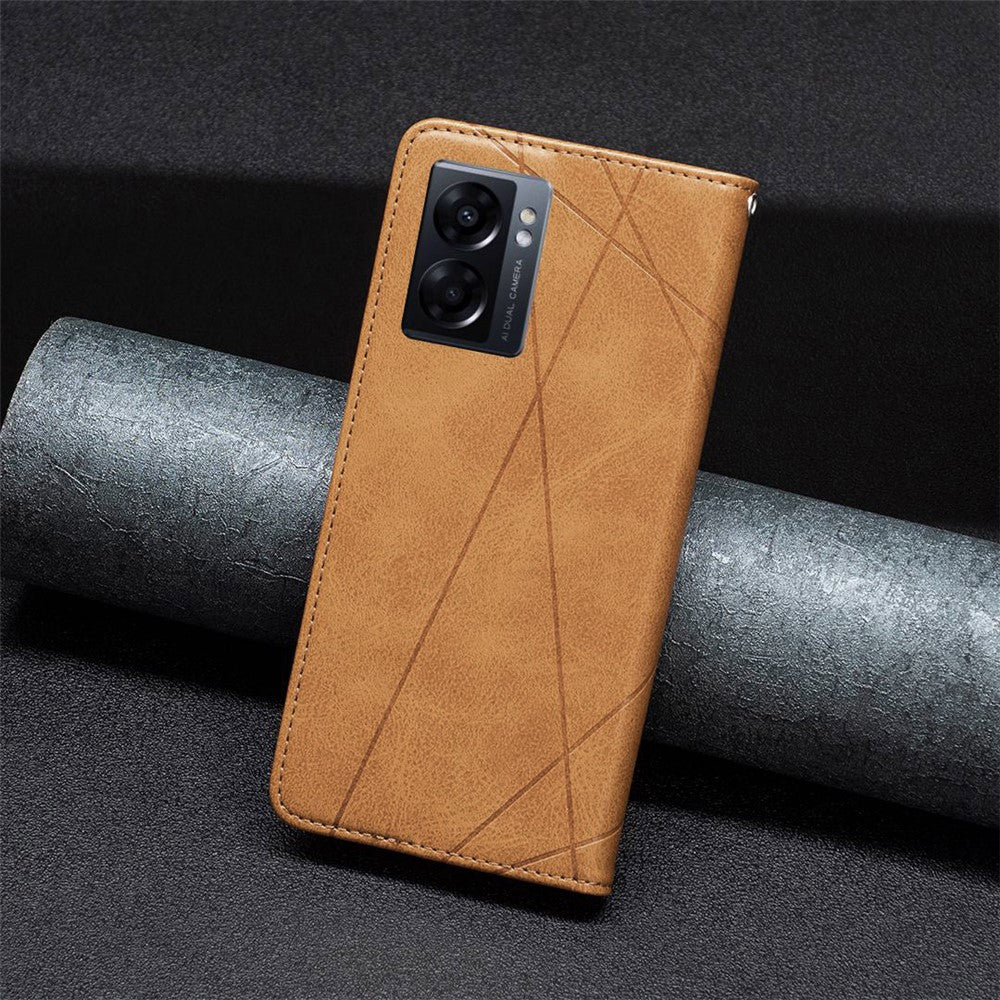 For Oppo A57 (2022) 5G / A77 5G Leather Case with Card Holder Imprinting Pattern Phone Stand Cover