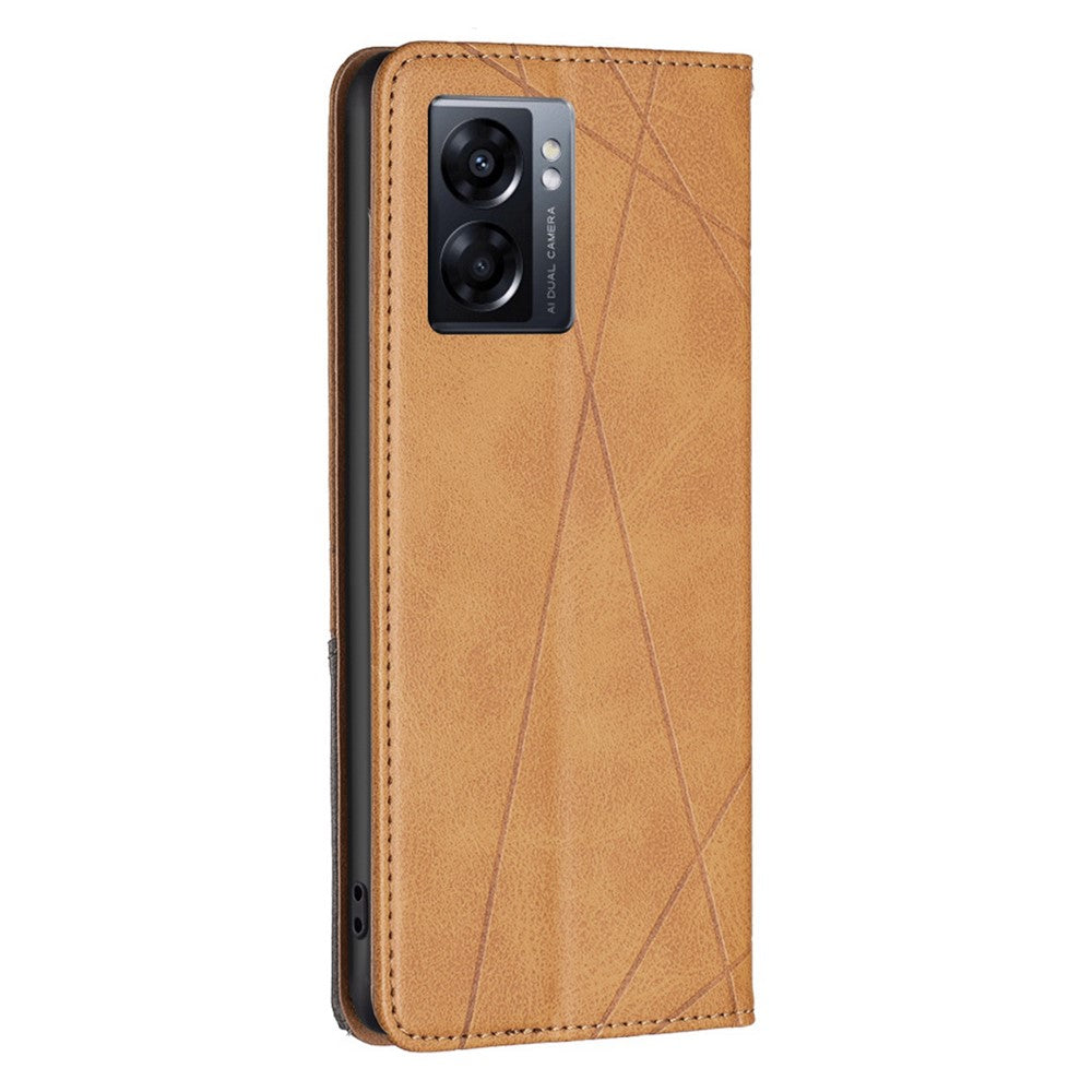 For Oppo A57 (2022) 5G / A77 5G Leather Case with Card Holder Imprinting Pattern Phone Stand Cover