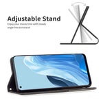 For Oppo Reno7 4G / F21 Pro 4G Leather Case with Card Holder Imprinting Pattern Phone Stand Cover