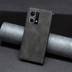 For Oppo Reno7 4G / F21 Pro 4G Leather Case with Card Holder Imprinting Pattern Phone Stand Cover