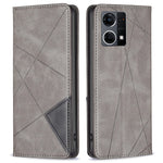 For Oppo Reno7 4G / F21 Pro 4G Leather Case with Card Holder Imprinting Pattern Phone Stand Cover