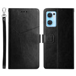 HT01 For Oppo Find X5 Lite/Reno7 5G (Global) Y-Shaped Lines Imprinted Wallet Leather Case Foldable Stand Phone Shell