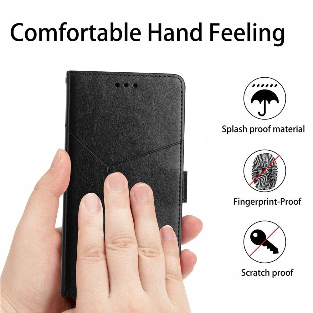 HT01 For Oppo Find X5 Lite/Reno7 5G (Global) Y-Shaped Lines Imprinted Wallet Leather Case Foldable Stand Phone Shell