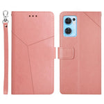 HT01 For Oppo Find X5 Lite/Reno7 5G (Global) Y-Shaped Lines Imprinted Wallet Leather Case Foldable Stand Phone Shell