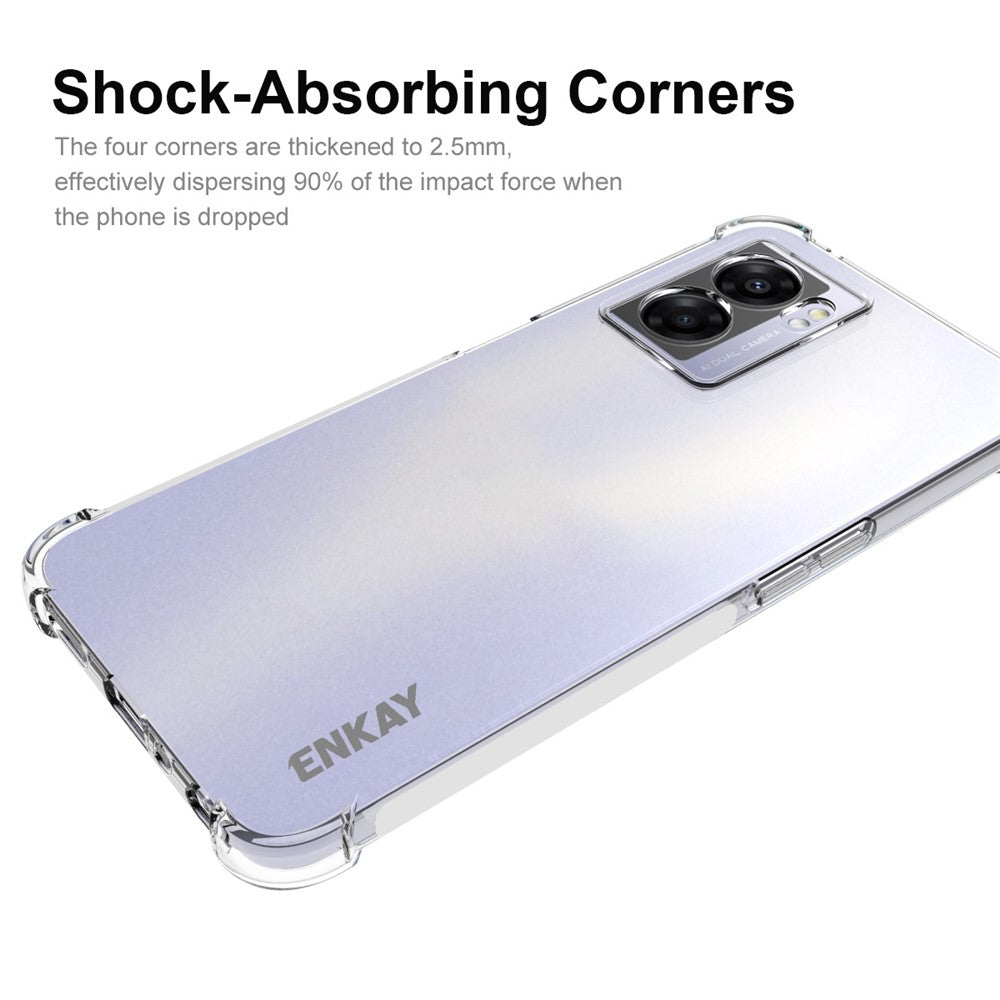 ENKAY HAT PRINCE til Oppo A57 (2022) 5G / A77 5G Gennemsigtigt TPU-mobilcover, stødsikkert, fortykkede hjørner, beskyttelsescover med skridsikker kant