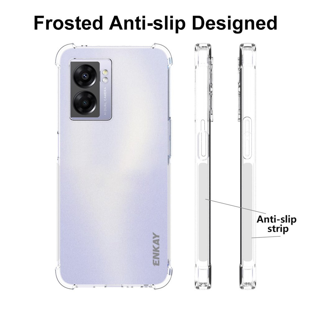 ENKAY HAT PRINCE til Oppo A57 (2022) 5G / A77 5G Gennemsigtigt TPU-mobilcover, stødsikkert, fortykkede hjørner, beskyttelsescover med skridsikker kant