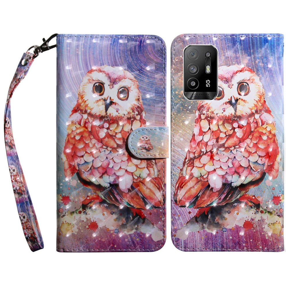 For Oppo A94 5G/A95 5G Protective Case Anti-drop Pattern Printing Phone Shell PU Leather Stand Cover with Wallet