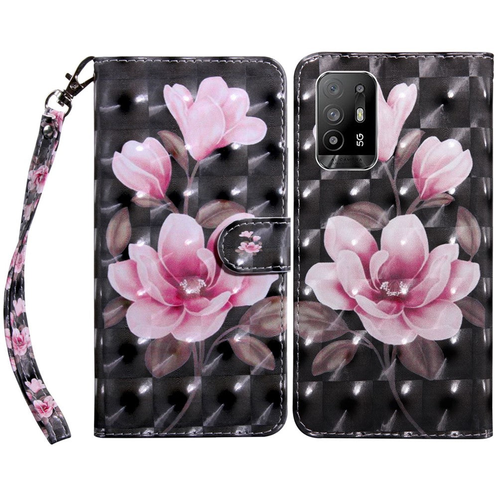 For Oppo A94 5G/A95 5G Protective Case Anti-drop Pattern Printing Phone Shell PU Leather Stand Cover with Wallet