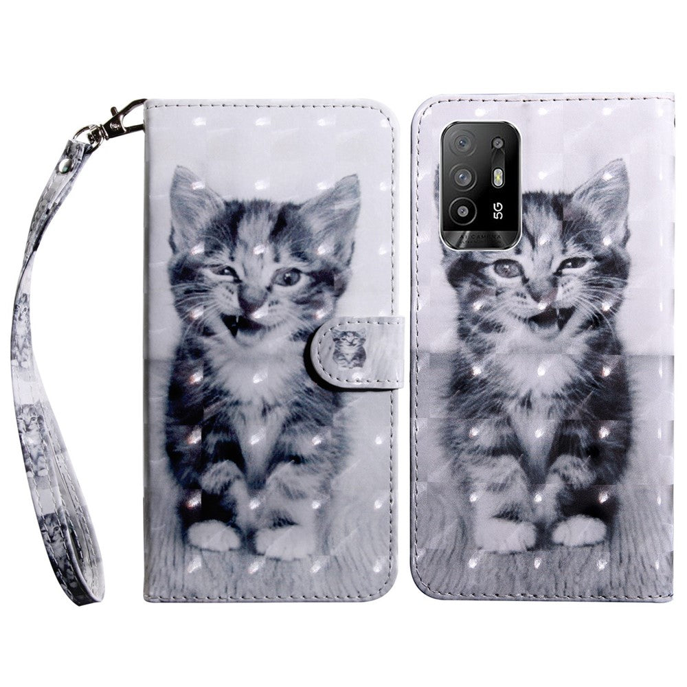 For Oppo A94 5G/A95 5G Protective Case Anti-drop Pattern Printing Phone Shell PU Leather Stand Cover with Wallet