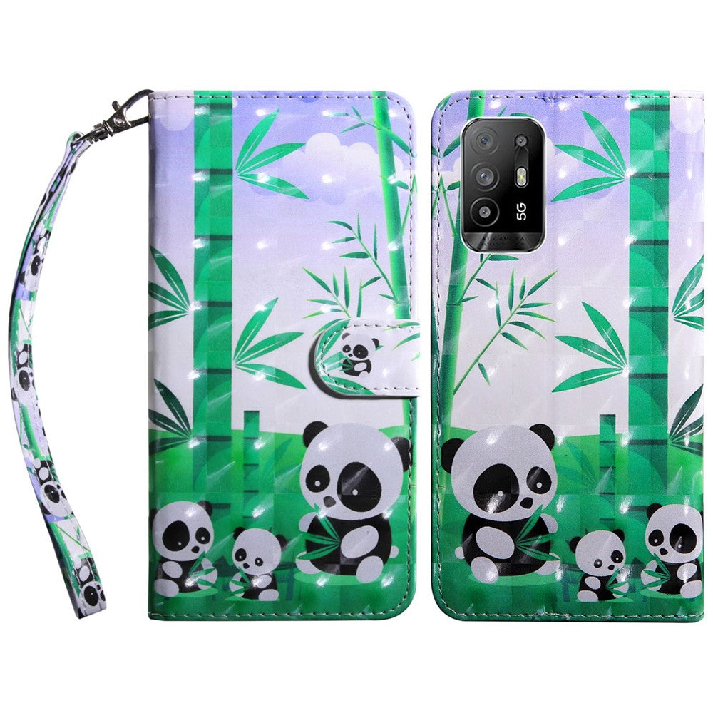 For Oppo A94 5G/A95 5G Protective Case Anti-drop Pattern Printing Phone Shell PU Leather Stand Cover with Wallet