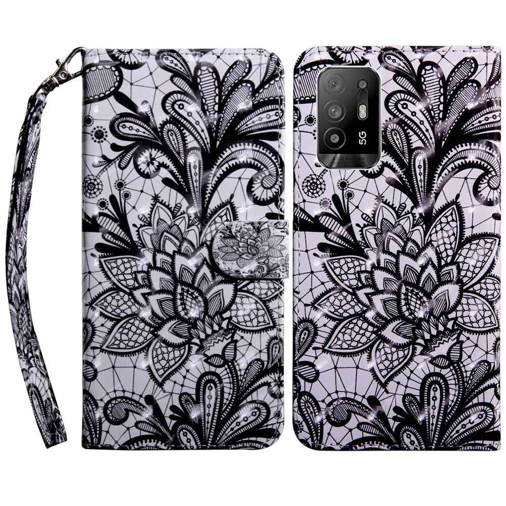 For Oppo A94 5G/A95 5G Protective Case Anti-drop Pattern Printing Phone Shell PU Leather Stand Cover with Wallet