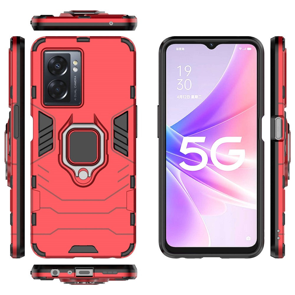 Oppo A57 (2022) 5G / A77 5G / OnePlus Nord N300 5G-mobilcover med ringstøtte, robust og slidstærkt hårdt PC- og blødt TPU-rammebeskyttelsescover