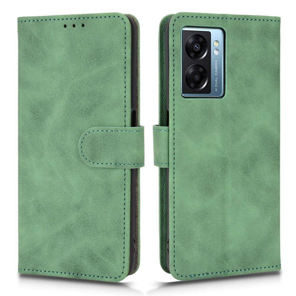 Skin-touch Feeling Phone Case for Oppo A57 (2022) 5G / A77 5G / OnePlus Nord N300 5G, PU Leather + TPU Full Protection Cover with Stand Wallet