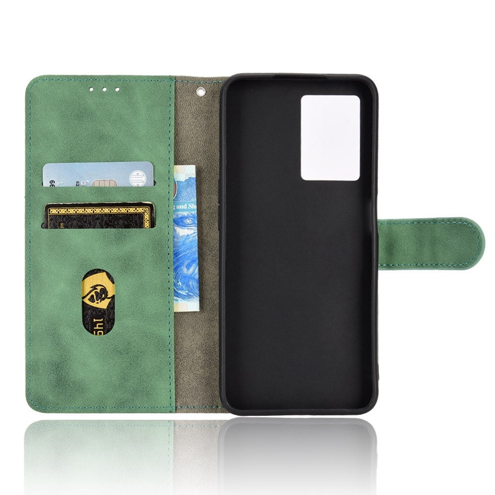 Skin-touch Feeling Phone Case for Oppo A57 (2022) 5G / A77 5G / OnePlus Nord N300 5G, PU Leather + TPU Full Protection Cover with Stand Wallet