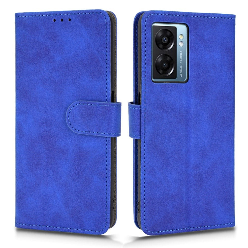 Skin-touch Feeling Phone Case for Oppo A57 (2022) 5G / A77 5G / OnePlus Nord N300 5G, PU Leather + TPU Full Protection Cover with Stand Wallet